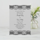 Delikate und Lacy Wedding Einladung (grau) (Stehend Vorderseite)