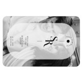 Delikate Vellum Transparency Schwarz-weiß Initials Magnet (Horizontal)