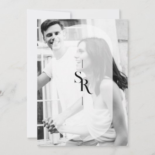 Delikate Vellum Transparency Schwarz-weiß Initials Save The Date (Rückseite)