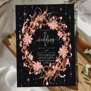 Delikate Verzierte Blumenhochzeit Einladung