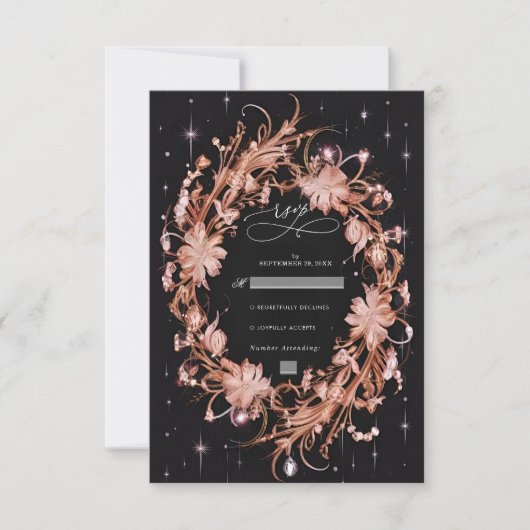 Delikate Verzierte Blumenhochzeit RSVP Karte (Vorderseite)