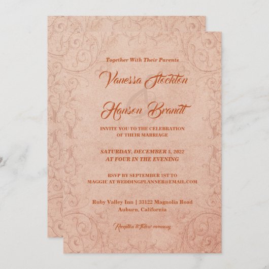 Delikate Vintag-schicke Hochzeitseinladung Einladung (Vorne/Hinten)