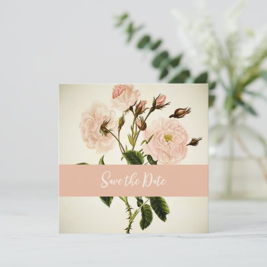 Delikate Vintage Blüte Save the Date (Stehend Vorderseite)