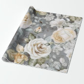 Delikate, Vintage, cremige Rosen Geschenkpapier (Ungerollt)