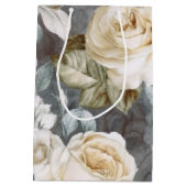 Delikate, Vintage, cremige Rosen Mittlere Geschenktüte (Rückseite)