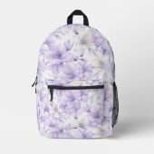 Delikate Violett-Blumen Bedruckter Rucksack (Vorderseite)