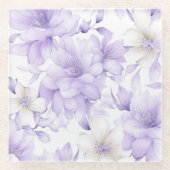 Delikate Violett-Blumen Glasuntersetzer (Vorderseite)