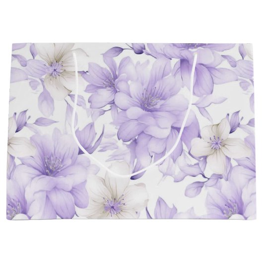 Delikate Violett-Blumen Große Geschenktüte (Vorderseite)