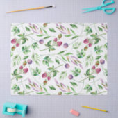 Delikate violette Blumen & Beeren Muster Seidenpapier (Basteln)