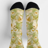 Delikate, warme grüne Blume Socken (Oben)
