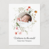 Delikate Wasserfarbe Blumenankündigung Postkarte (Vorderseite)