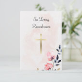 Delikate Wasserfarben Blume Katholische Beerdigung Dankeskarte (Stehend Vorderseite)