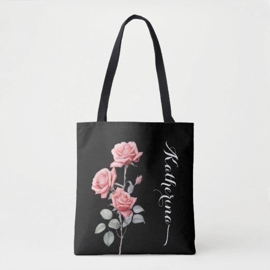 Delikate Wasserfarben Rose Personalisierte Tasche (Vorderseite)