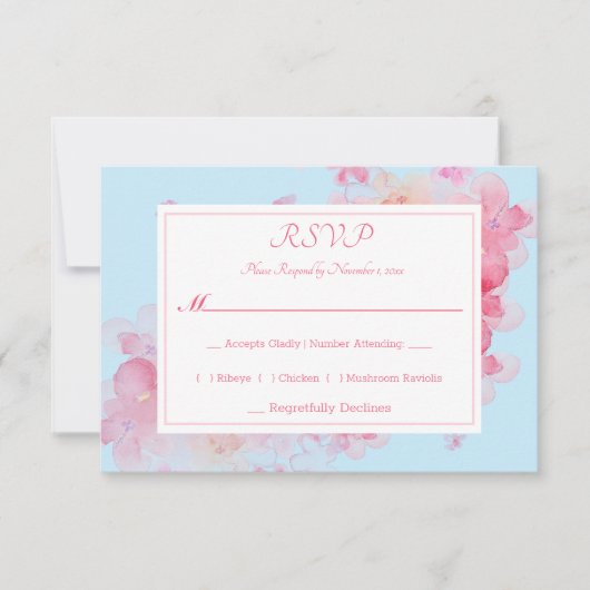 Delikate Wasserfarben RSVP Karte (Vorderseite)