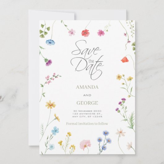 Delikate Wasserfarben Save The Date (Vorderseite)