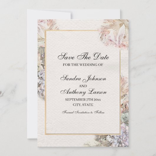 Delikate Wasserfarben Save the Date (Vorderseite)