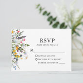 Delikate Wasserfarben-Wildblumen Hochzeit RSVP Karte (Stehend Vorderseite)