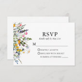Delikate Wasserfarben-Wildblumen Hochzeit RSVP Karte (Vorne/Hinten)