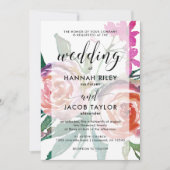 Delikate Wasserfarbenflora mit Overlay-Hochzeit Einladung (Vorderseite)