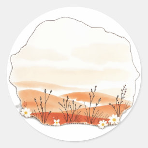Delikate Wasserfarbenlandschaft mit Botanicalen Runder Aufkleber