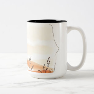 Delikate Wasserfarbenlandschaft mit Botanicalen Zweifarbige Tasse