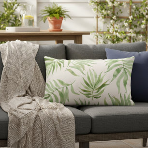 Delikate Wasserfarbenwelt Palmenblättriger Wasserp Kissen Für Draußen