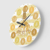 Delikate Watercolor Ballerina Monogram Große Wanduhr (Winkel)