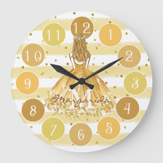Delikate Watercolor Ballerina Monogram Große Wanduhr (Vorderseite)