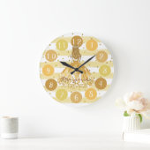 Delikate Watercolor Ballerina Monogram Große Wanduhr (Zuhause)