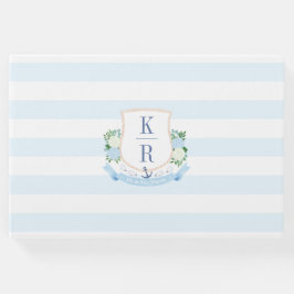 Delikate Watercolor Coastal Monogram Wedding Gästebuch