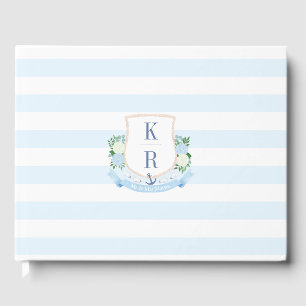 Delikate Watercolor Coastal Monogram Wedding Gästebuch