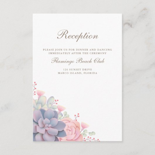 Delikate Watercolor Frühlingssukkulente Hochzeit Begleitkarte (Vorderseite)