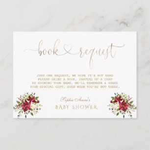 Delikate Watercolor Poinsettia Gold Baby Dusche Begleitkarte