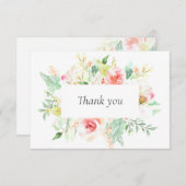Delikate, weich rosa Blume Grüne Hochzeit Dankeskarte (Vorne/Hinten)