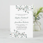 Delikate Weihnachtsbotanicals QR Code Hochzeit Einladung (Stehend Vorderseite)