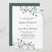 Delikate Weihnachtsbotanicals QR Code Hochzeit Einladung (Vorne/Hinten)