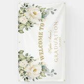 Delikate weiße Blume Abschluss Begrüßungszeichen Banner (Vertikal)