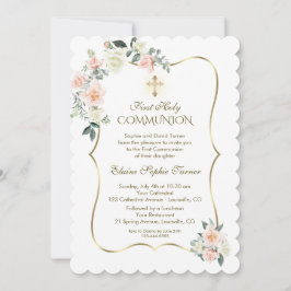 Delikate Weiße Blume Erste Heilige Kommune Einladung