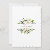 Delikate weiße Blume Invitación de Baby Dusche Einladung (Rückseite)