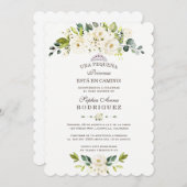 Delikate weiße Blume Invitación de Baby Dusche Einladung (Vorne/Hinten)