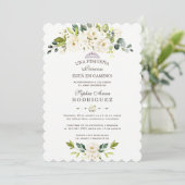 Delikate weiße Blume Invitación de Baby Dusche Einladung (Stehend Vorderseite)