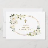 Delikate Weiße Blume Mädchen 1. Geburtstag Taufe Dankeskarte (Vorderseite)