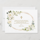 Delikate Weiße Blume Mädchen 1. Geburtstag Taufe Dankeskarte (Rückseite)