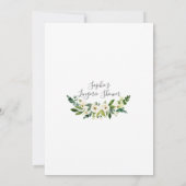 Delikate weiße Blütenkalligraphie Lingerie Dusche Einladung (Rückseite)