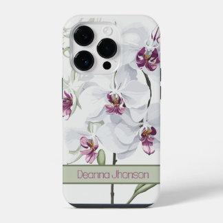 Delikate, weiße Orchideen, individuell einstellbar iPhone 14 Pro Hülle