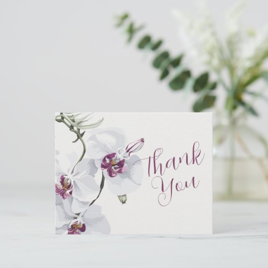 Delikate Weiße Orchideen Malerei Danke Karte (Stehend Vorderseite)