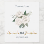 Delikate weiße Rosen auf Blue Wedding Weinetikett (Einzelnes Label)