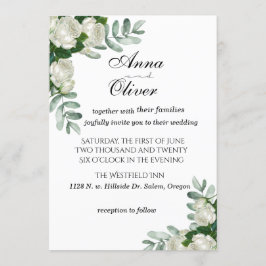 Delikate Weiße Rosen Einladung zum Hochzeitsessen