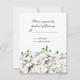 Delikate weiße und blütenblaue Replik-Karte RSVP Karte