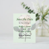 Delikate Weißrosen Save the Date Ankündigungspostkarte (Stehend Vorderseite)